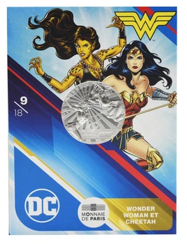 Монета Франция 10 евро 2025 Серебро UNC Комиксы DC - 9\18 - Wonder woman et Cheetah - Чудо-женщина и Гепард