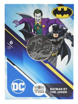 Монета Франция 10 евро 2025 Серебро UNC Комиксы DC - 6\18 - Batman et the Joker - Бэтмен и Джокер