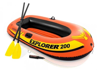 Надувная одноместная лодка до 95 кг, с веслами и насосом, Intex Explorer 200