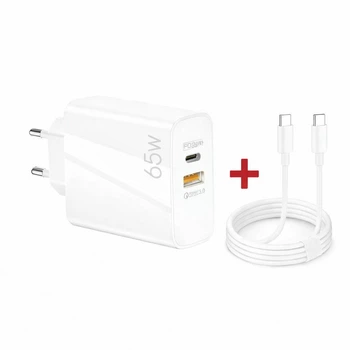 Быстрая зарядка 65 Вт USB Type-C PD/QC + кабель Type-C/Type-C в подарок