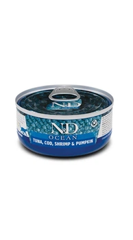 Вологий корм Farmina N&D Grain Free Ocean Tuna, Cod, Shrimp & Pumpkin для котів з тунцем та креветками, 70 г