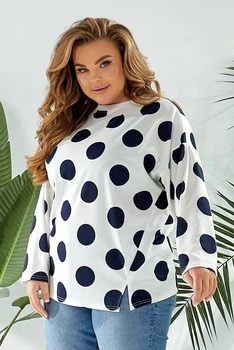 Свитшот женский в горох молочный 257R332 AGER 3XL-4XL