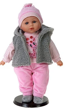 Lalka bobas Adar w różowo-szarym stroju mówi i śpiewa po polsku 40 cm 60343 (5901271603431)