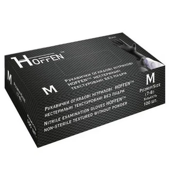 Рукавички одноразові нітрілові HOFFEN 100шт М Чорні 47652