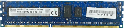 Оперативна пам`ять серверна Hynix DDR3-1600 4096MB PC3-12800R ECC Registered (HMT351R7EFR4C-PB)