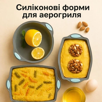 Набір силіконових форм для аерогрилю та духовки для запікання овочів та м'яса / десертів / домашньої випічки, сіра (115114451)