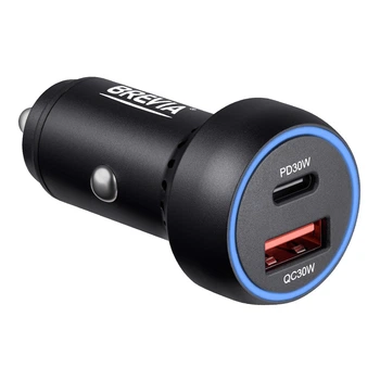 Автомобільний зарядний пристрій Brevia ePower Dual PowerMax Metal LED 60W 1xUSB-C+1xUSB-A 46060CUB