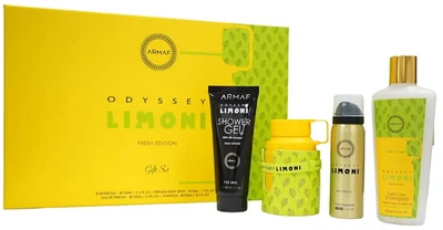 Набор унисекс Armaf Odyssey Limoni Fresh Edition Парфюмированная вода 100 мл + Спрей для тела 50 мл + Гель для душа 100 мл + Шампунь 250 мл (6295199804162)