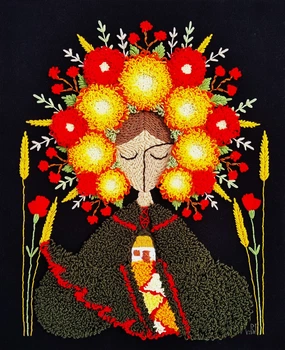 Вишита авторська картина Берегиня, килимова вишивка, настінне панно, оберіг, розмір 55х45