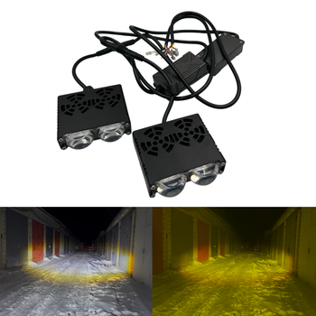 Додаткова світлодіодні LED LED LED LED міні/mini фари з 2 лінзами з чіткою СТГ білий + жовте світло + RGB (2 шт.)