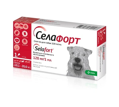 Капли от блох и глистов для собак 10-20 кг KRKA Селафорт, 1 пип