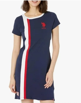 Женское платье U.S. Polo Assn. в стиле Old Money трикотажное летнее мини XL синее