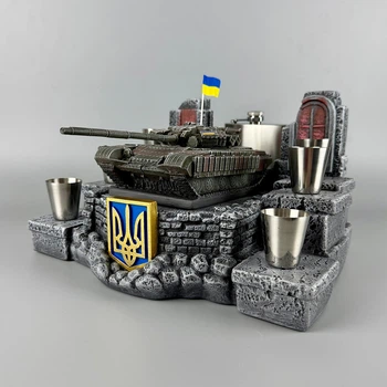 Штоф сувенирный с флягой и рюмками "Т-64 БВ №1" BASIC | Оригинальный подарок для мужчины на День рождения PA_1022_1