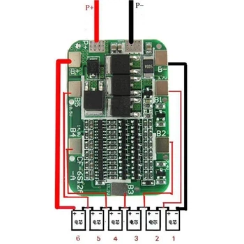 Контролер BMS 6S Li-ion 25.2V 15А