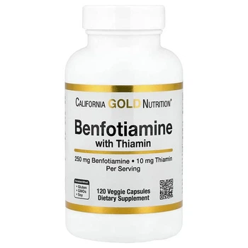 Витамин B1 Lake Avenue Nutrition Benfotiamine with ThiamineCalifornia Gold Nutrition бенфотиамин и тиамин 250 мг 120 растительных капсул