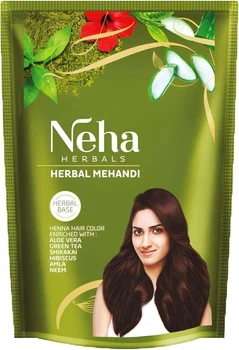 Фарба-хна індійська для волосся (NEHA HENNA) НЕХА ХЕНА з зеленим чаєм, алоє та гібіскусом 140 г Руда