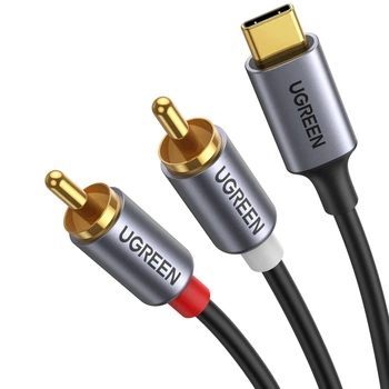 Аудиокабель Ugreen CM451 USB-C - 2RCA с ЦАП (DAC) Hi-Fi 1.5 м Черный (20193)
