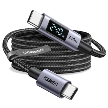 Кабель Ugreen L530 USB-C - USB-C PD 3.1 240W 3 м Черный с LED-дисплеем (65868)