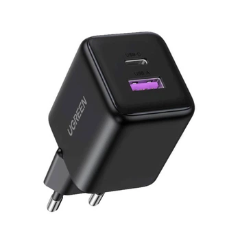Сетевое зарядное устройство Ugreen Nexode X516 GaN 30 Вт USB-C + USB-A PD QC4.0 Черный (65014)