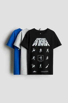 Футболки H&M для хлопчика, набір з 3-х шт. 14+ зріст 170 чорна, синя, сірий меланж