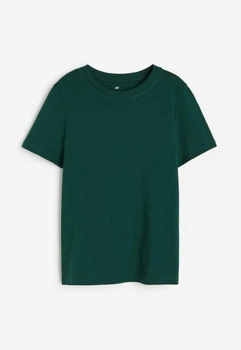 Футболка H&M базова для хлопчика 10-12 зріст 146-152 темно-зелена