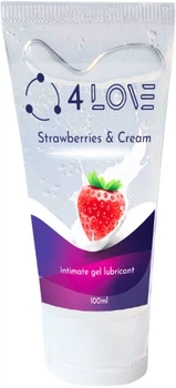 Інтимний гель-змазка 4LOVE Strawberry with cream на водній основі 100 мл (4770416004997)