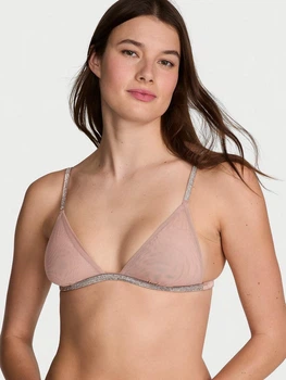 Бюстгальтер без косточек Victoria's Secret Sheer Shine Triangle Bralette 26983618 S Бежевый (122698361822)
