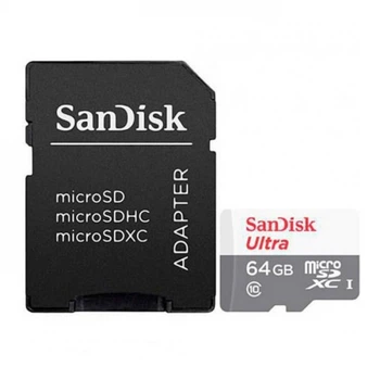 Карта пам'яті microSDXC (UHS-1) SanDisk Ultra 64Gb class 10 A1 (100Mb/s) (adapter SD) (SDSQUNR-064G-GN3MA) (463)