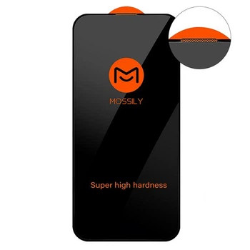 Защитное стекло Mossily для iPhone 13 Anti-Dust 9H Black с защитой динамика антистатическое (с набором для поклейки)