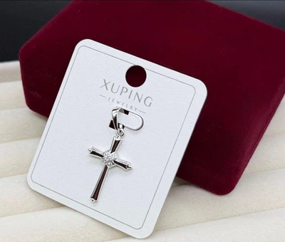 Подвеска крест Xuping из медицинского золота бижутерия крестик кулон гиппоалергенное украшение универсальное