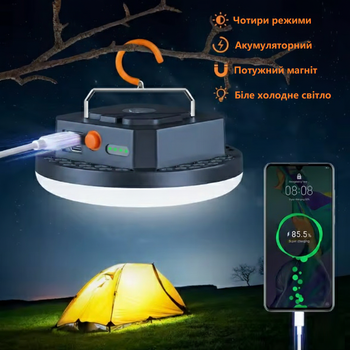 Лампа фонарь светодиодный аккумуляторный Mos-14 мощный 30 Ватт USB LED фонарик с функцией повербанк 9900 мАч Холодный Белый