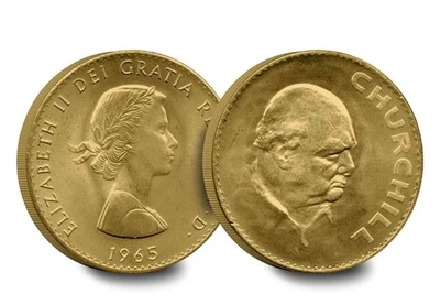 1 корона, Великобритания, 1965 «Черчилль» – издание с 24-каратной позолотой (50306)