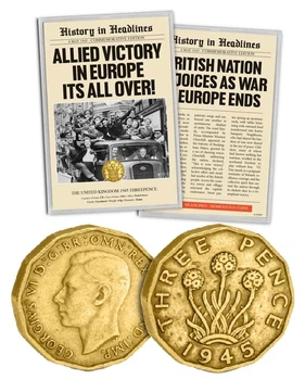 3 пенса, Великобритания, 1945 – Коллекционная рамка «Победа в Европе» (50245)