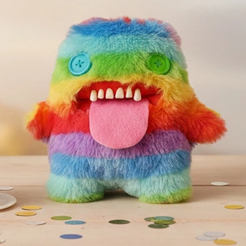 Игрушка монстр Фуглер Fuggler Радужный с зубами и языком плюшевый 19 см Разноцветный (28750)