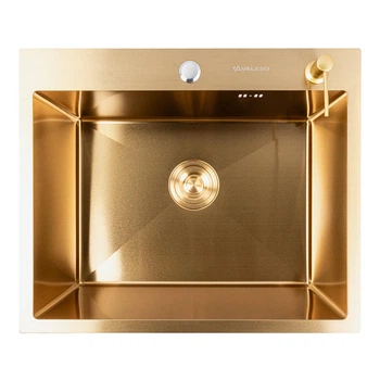 Кухонна мийка Valeso Handmade 600х500, PVD Gold (Золото) матова, з дозатором та сифоном, нержавіюча сталь (SP000051938)