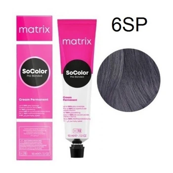 Краска Matrix SoColor Pre-Bonded Cream Permanent 90ml (Ash & Violet Colors) - 6SP темний блонд сріблястий перламутровий-90мл.