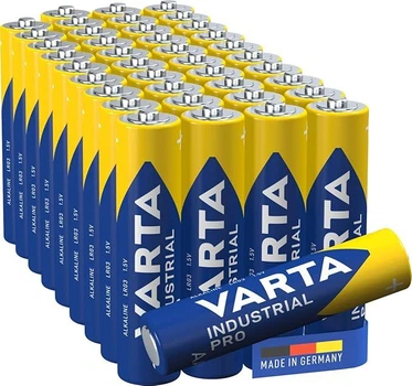 Батарейка Varta Industrial PRO (40 штук), AAA, LR3, лужна, міні пальчик