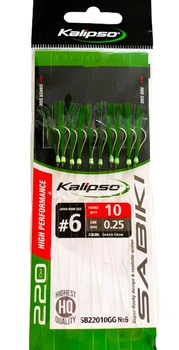 Самодур Kalipso SB22010GG №6 10 крючков, зеленый для ловли ставриды, скумбрии, бычков, селедки