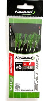 Самодур Kalipso SB14006GG №6 6 крючков, зеленый для ловли ставриды, скумбрии, бычков, селедки