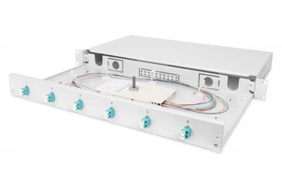 Патч-панель 1U 19", 6xLC duplex, incl, Splice Cass, OM3 Color Pigtails, Adapter Digitus (DN-96330/3)