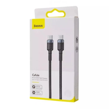 Кабель Baseus Cafule Type-C to Type-C PD 2.0 100W (2m) grey/black