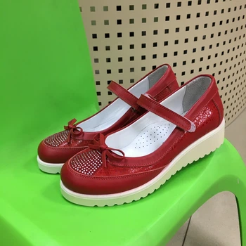 Туфли из натуральной кожи для девочки подростка Happy Walk красные 33 (2241)
