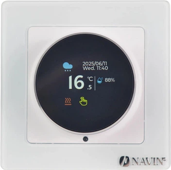Терморегулятор Navin EH20R-16A 5...35 °C для теплого пола электронный Wi-Fi Tuya, Smart Life встроенный проводной датчик 16A 230В Белый (24-160075-0331)