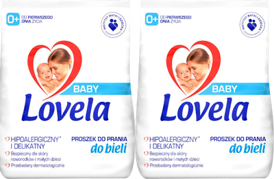 Пральний порошок Lovela Baby гіпоалергенний для білого дитячого одягу 2 x 1.3 кг (5900627092875/2)