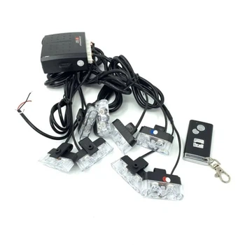 Стробоскоп спец сигнал для авто LED с пультом 800 V28H red blue white кол-т 8 шт M20705