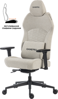 Геймерське ігрове крісло з регульованою глибиною сидіння GamePro GC760LG Light Grey Fabric