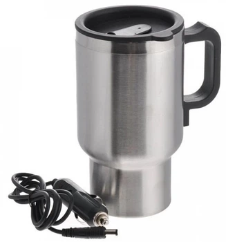 Автомобільний термокухоль із підігрівом No Brand Electric Mug 350 мл Сріблястий (2104619115)