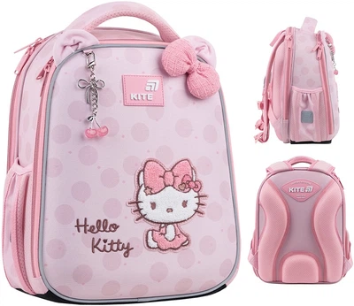 Рюкзак школьный Kite 555S Hello Kitty для девочки Розовый 36.5x27x15.5см 14 л Ортопедический каркасный 1-4 класс (HK26-555S-2)