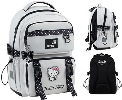 Рюкзак шкільний Kite 1022M Hello Kitty для дівчинки Сірий 39x28x12.5см 13 л легкий Ортопедичний 1-4 клас спинка Ergo Kids (HK26-1022M)