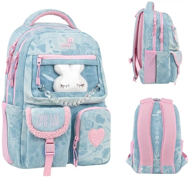 Рюкзак жіночий Kite Education teens2587M Блакитний 42x29x17см міський підлітковий 17 л Ортопедична спинка (K26-2587M-3)